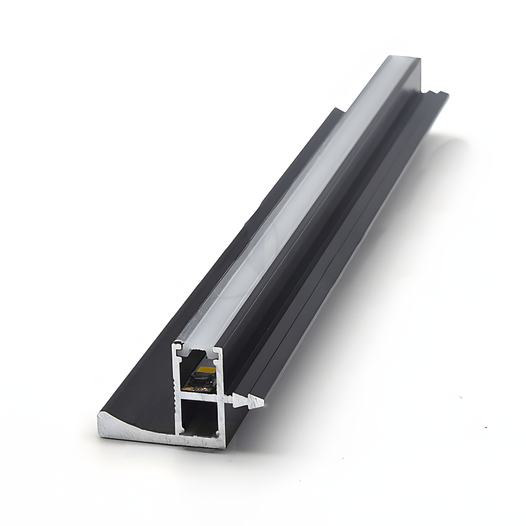 Perfil Gola de Gabinete Aéreo Negro con Cinta Led Integrada