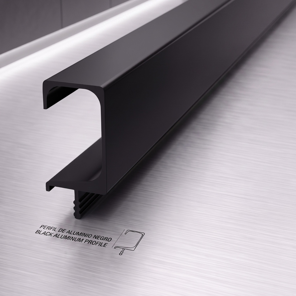 Perfil Tirador de Aluminio Tipo "C" Negro