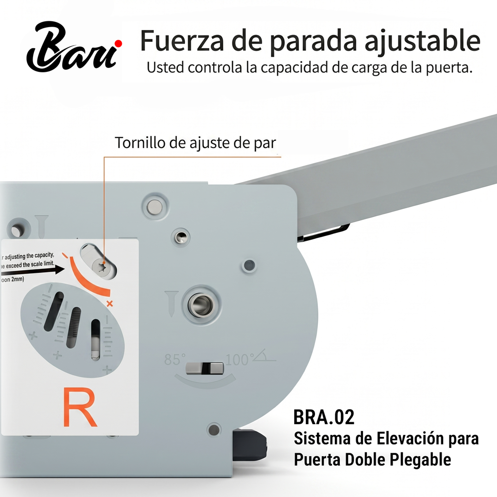 Sistema de Elevación para Puerta Doble Plegable Fuerza Pesada (H) Dark Grey