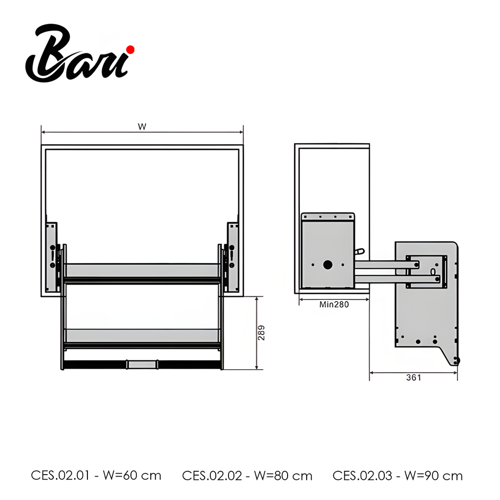 Condimentero de Gabinete Aéreo 80 cm Serie Cristallo Nero