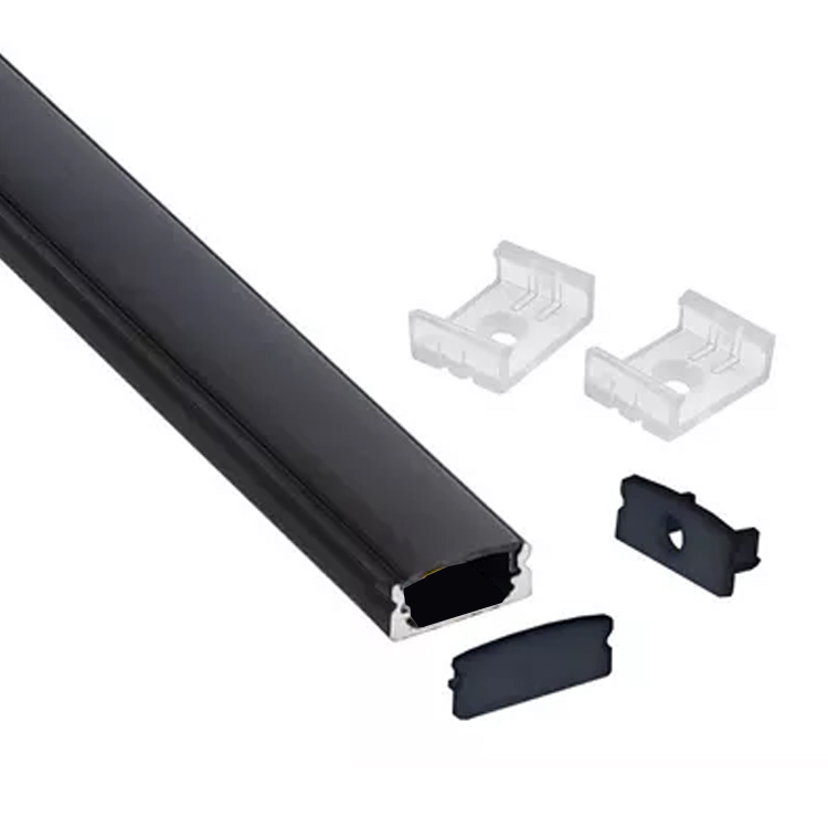 Perfil de Aluminio para Luz Led Superficial Negro 1 metro