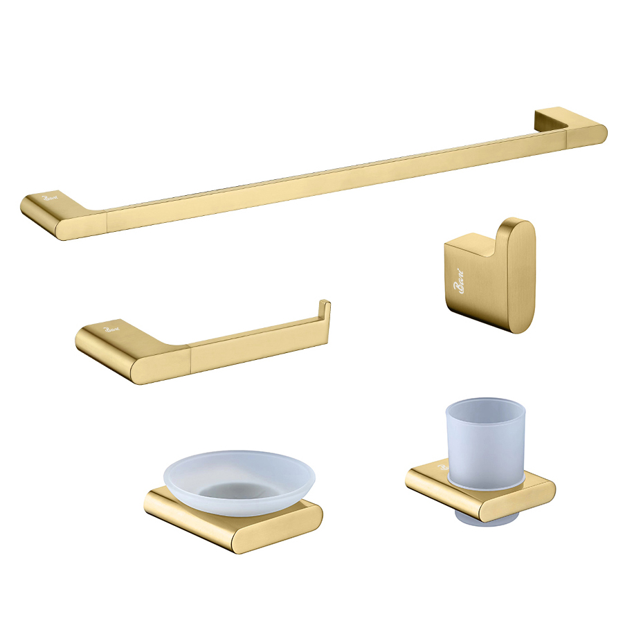 Accesorios de Baño 5 Pcs Brush Gold