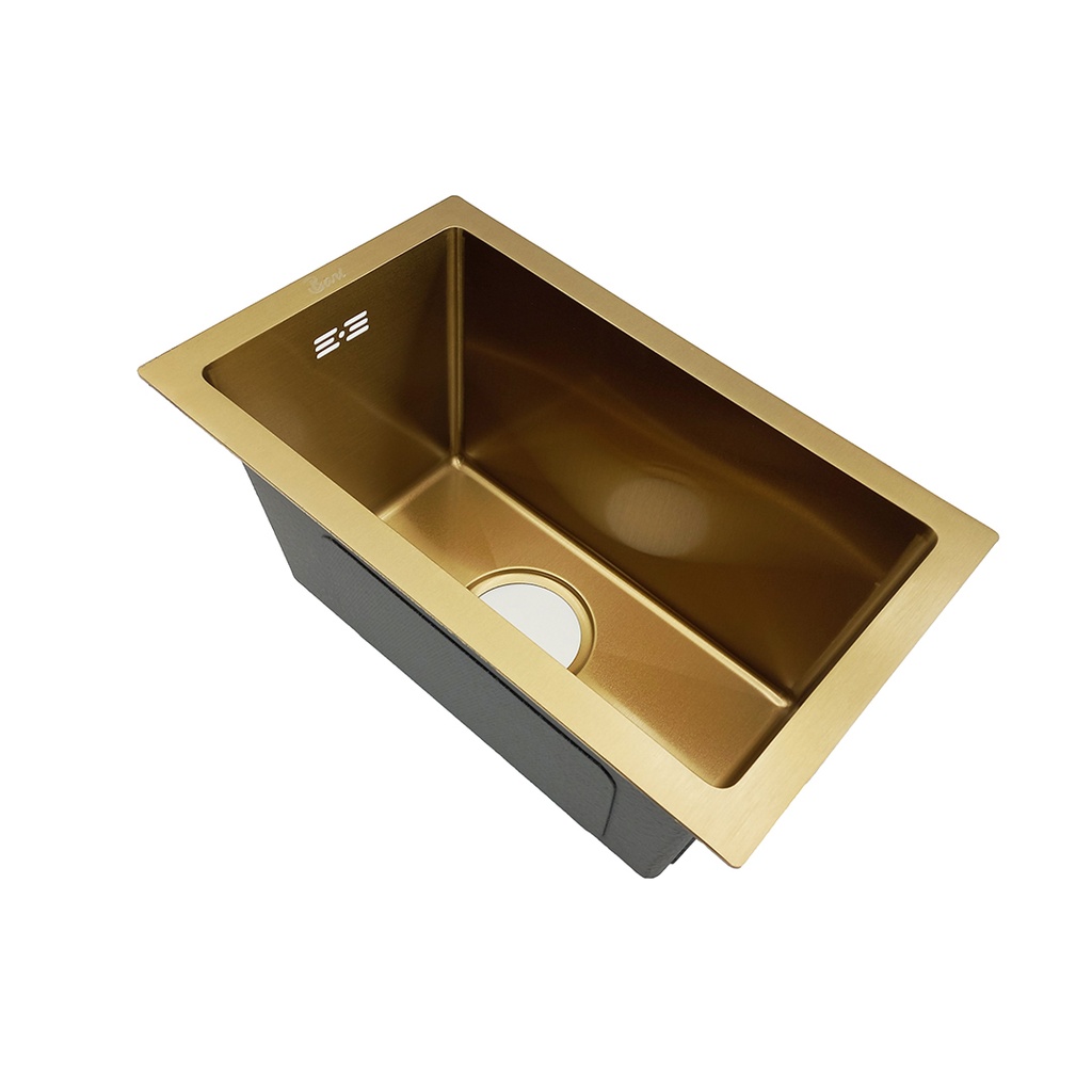 Fregadero Lava Copa Acero Inoxidable Dorado Bajo Tope 26x43x22