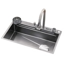 Fregadero Multifuncional Una Tina Acero Inoxidable Brush Diamante Sobre Tope 75x46x22