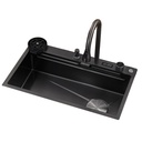 Fregadero Multifuncional Una Tina Acero Inoxidable Negro Diamante Sobre Tope 75x46x22