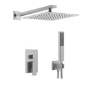 Kit de Ducha De Acero Inoxidable con Ducha Telefono Cepillado Cuadrado