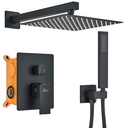 Kit de Ducha De Acero Inoxidable con Ducha Telefono Negro Cuadrado