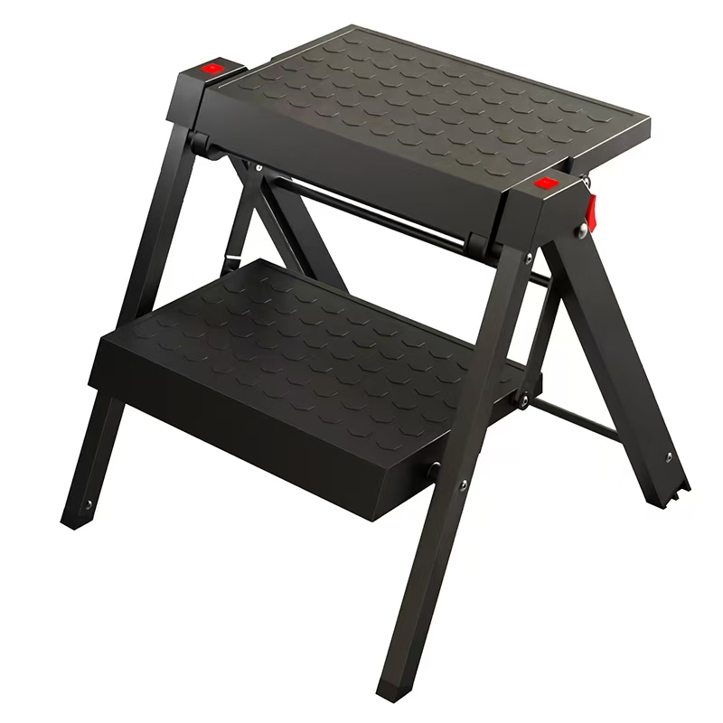 Escalera Plegable Negra de Dos Peldaños para Puerta