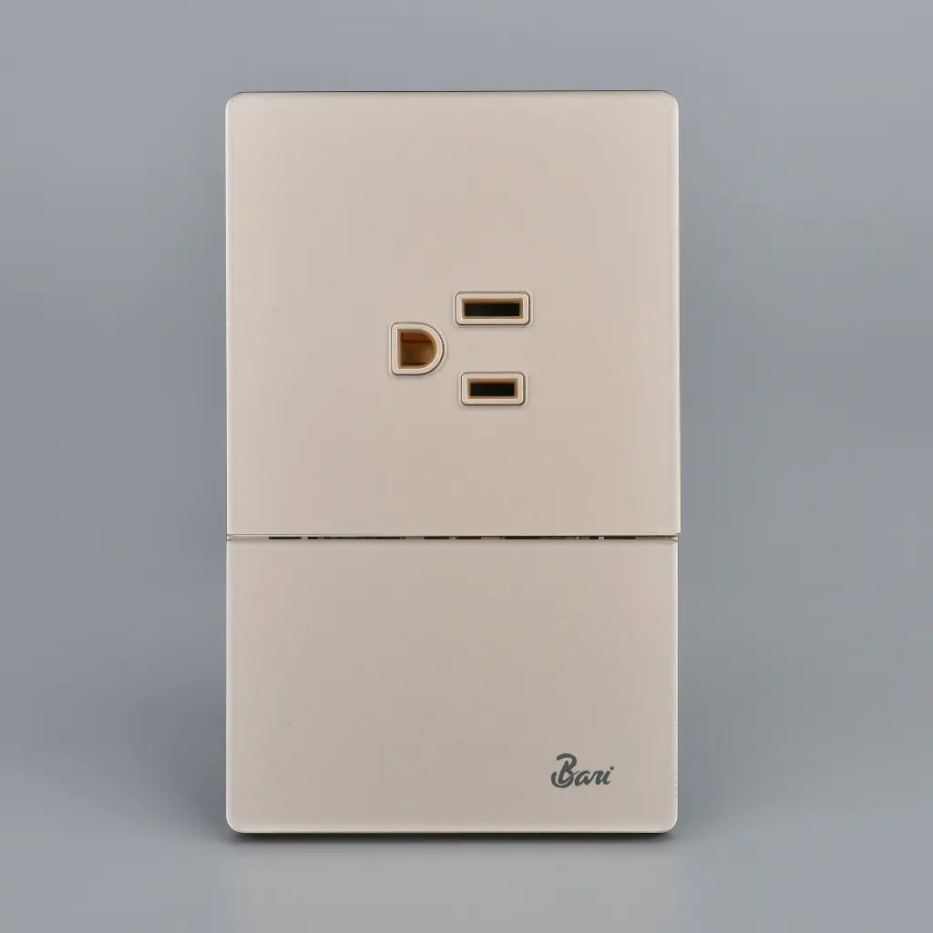 Interruptor + Tomacorriente con tierra Serie D'oro