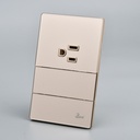 Interruptor Doble + Tomacorriente con Tierra Serie D'oro