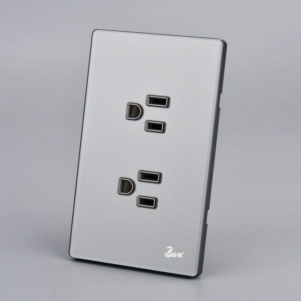 Toma Corriente Doble con tierra Serie Grigio