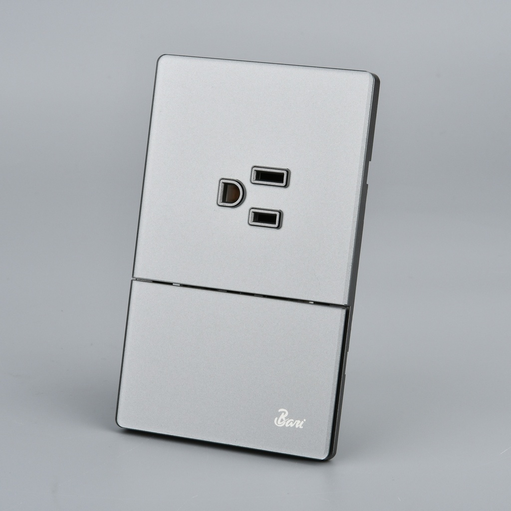 Interruptor + Tomacorriente con tierra Serie Grigio