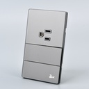 Interruptor Doble + Tomacorriente con Tierra Serie Cenere