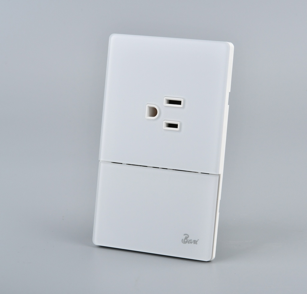 Interruptor + Tomacorriente con tierra Serie Nebbia