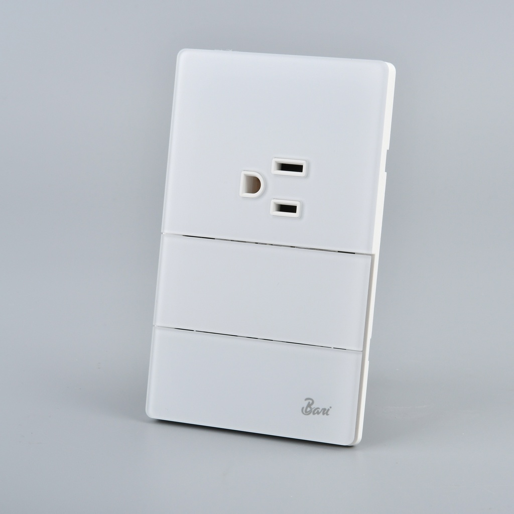 Interruptor Doble + Tomacorriente con Tierra Serie Nebbia