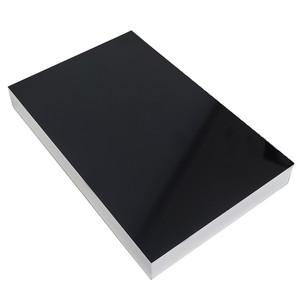 Lamina de PVC PET Negro Alto Brillo Doble Cara 18 mm