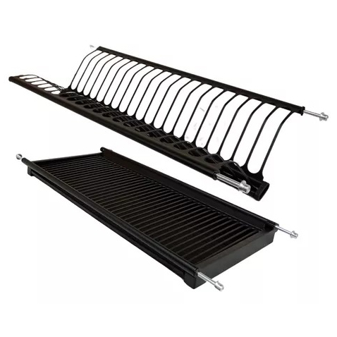 Platera Negra de Acero Inoxidable 70 cm