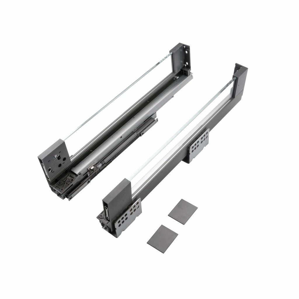 Gaveta con Freno Extracción Total Serie Cristallo Grigio