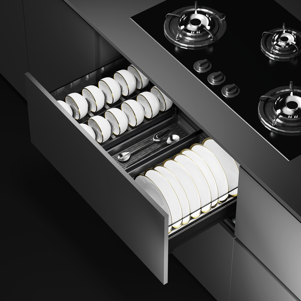 Gaveta Organizador de Platos 90 cm Serie Cristallo Nero