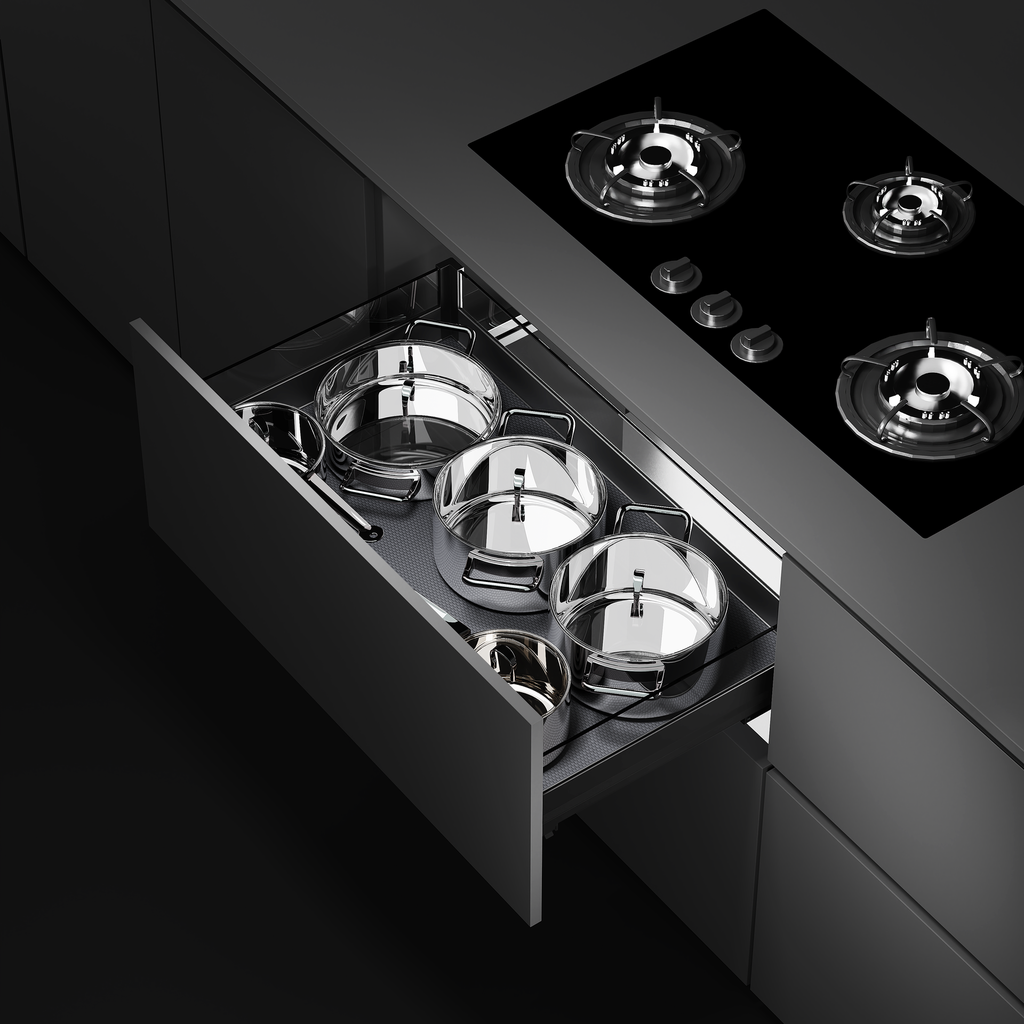 Gaveta Organizador de Ollas 90 cm Serie Cristallo Nero
