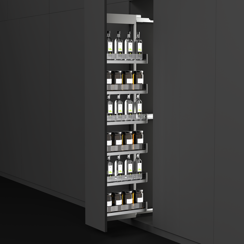 Despensa de Torre Extraible Lateral 20 cm Serie Cristallo Nero