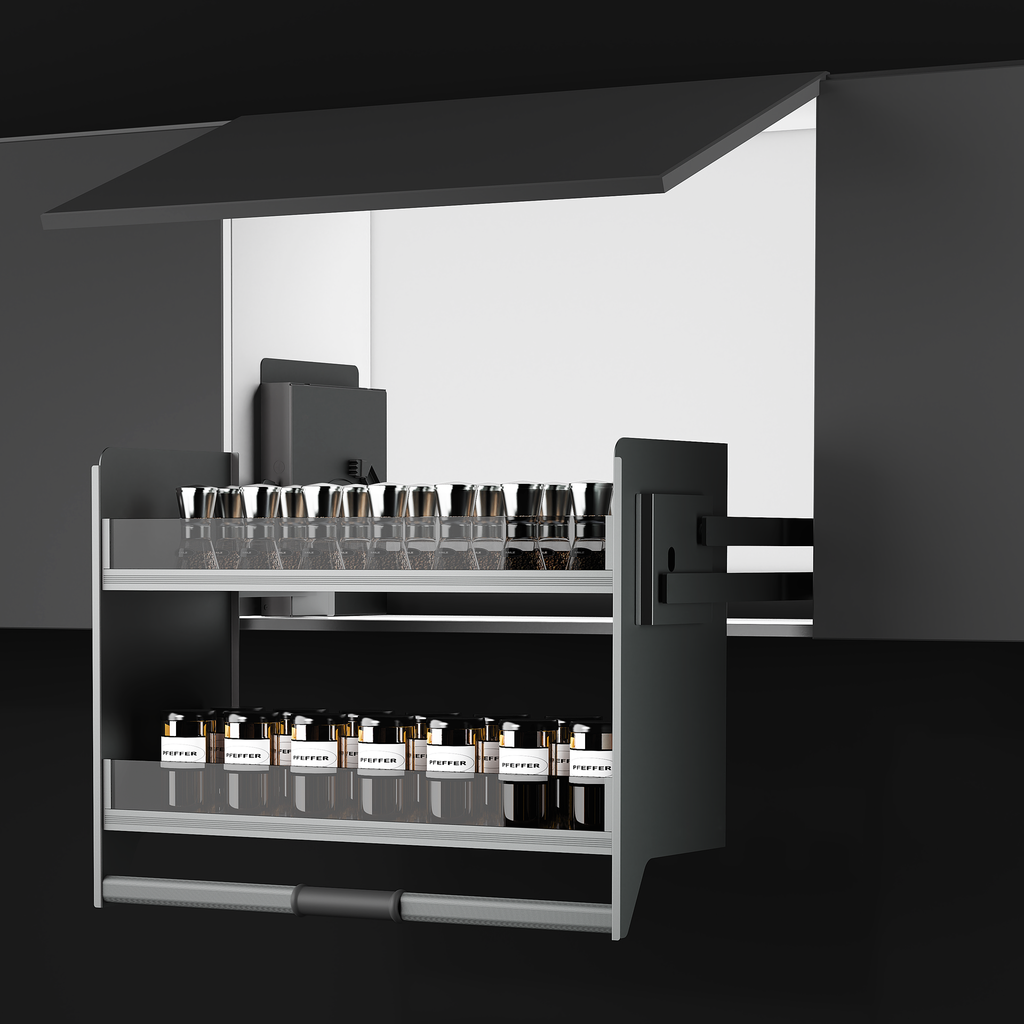 Condimentero de Gabinete Aéreo 80 cm Serie Cristallo Nero