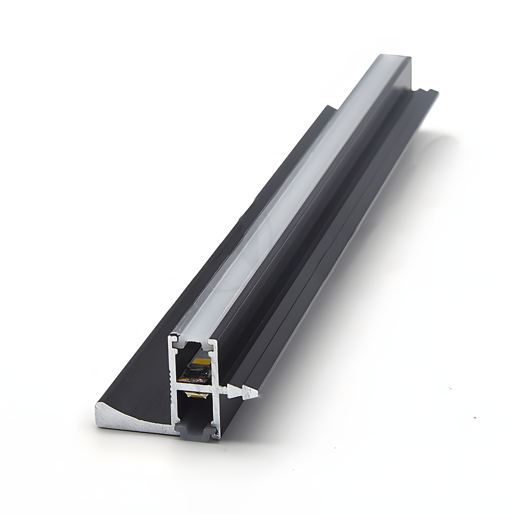 Perfil Gola de Gabinete Aéreo Negro con Cinta Led Integrada