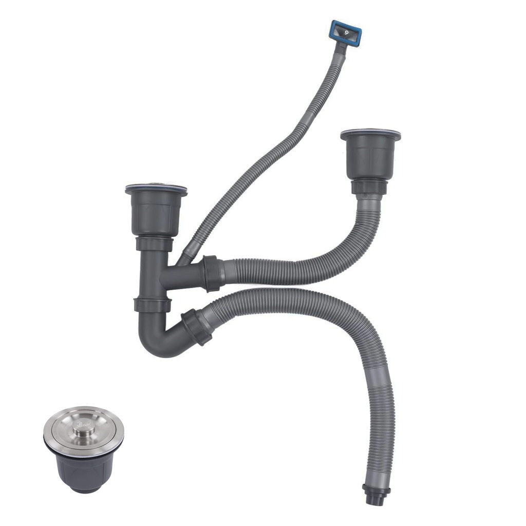 Kit de Tuberia de Desague para Fregadero de Lujo Doble Tina de Acero Inoxidable #304