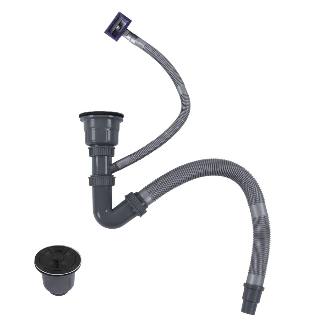 Kit de Tuberia de Desague para Fregadero de Lujo Una Tina de Acero Inoxidable Negro #304