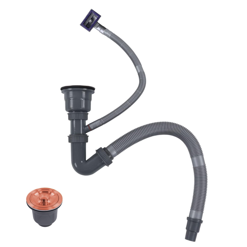 Kit de Tuberia de Desague para Fregadero de Lujo Una Tina de Acero Inoxidable Rose Gold #304