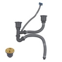 Kit de Tuberia de Desague para Fregadero de Lujo Doble Tina de Acero Inoxidable Dorado #304