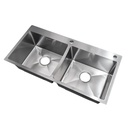 Fregadero Doble Tina Sobre Tope 92x45cm Brush Diamante