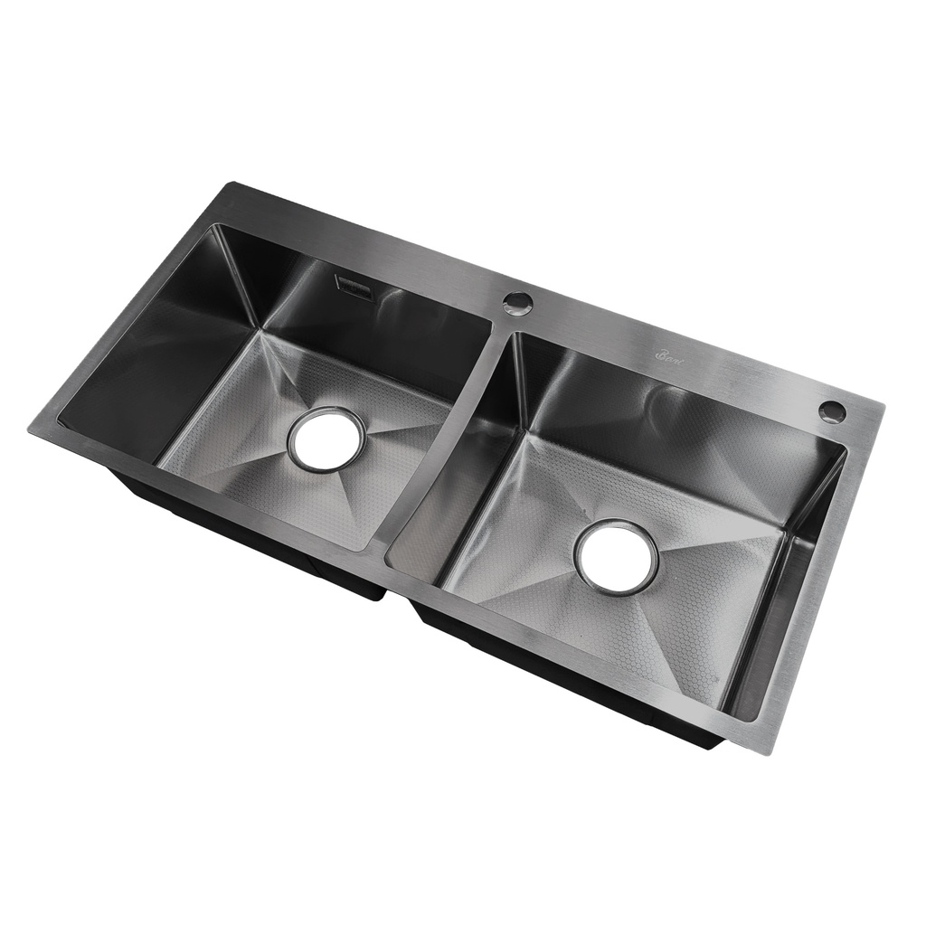 Fregadero Doble Tina Sobre Tope 92x45cm Negro Diamante