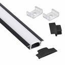 Perfil de Aluminio para Luz Led Embutir Negro con Difuminador Blanco 3 metros 