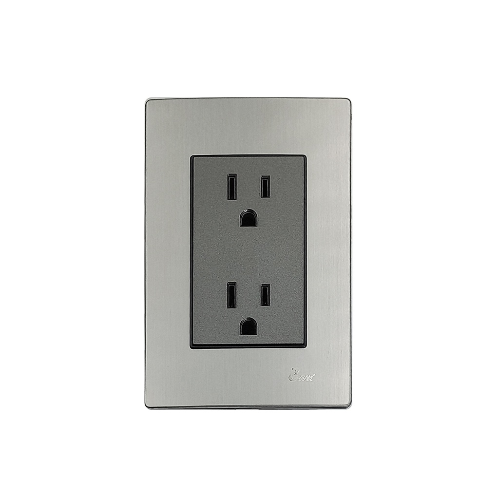 Toma Corriente Doble con tierra Serie Inox