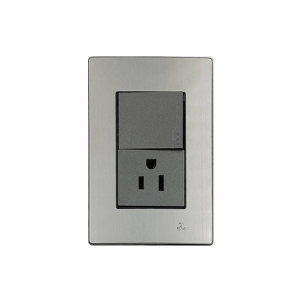 Interruptor + Tomacorriente con Tierra Serie Inox