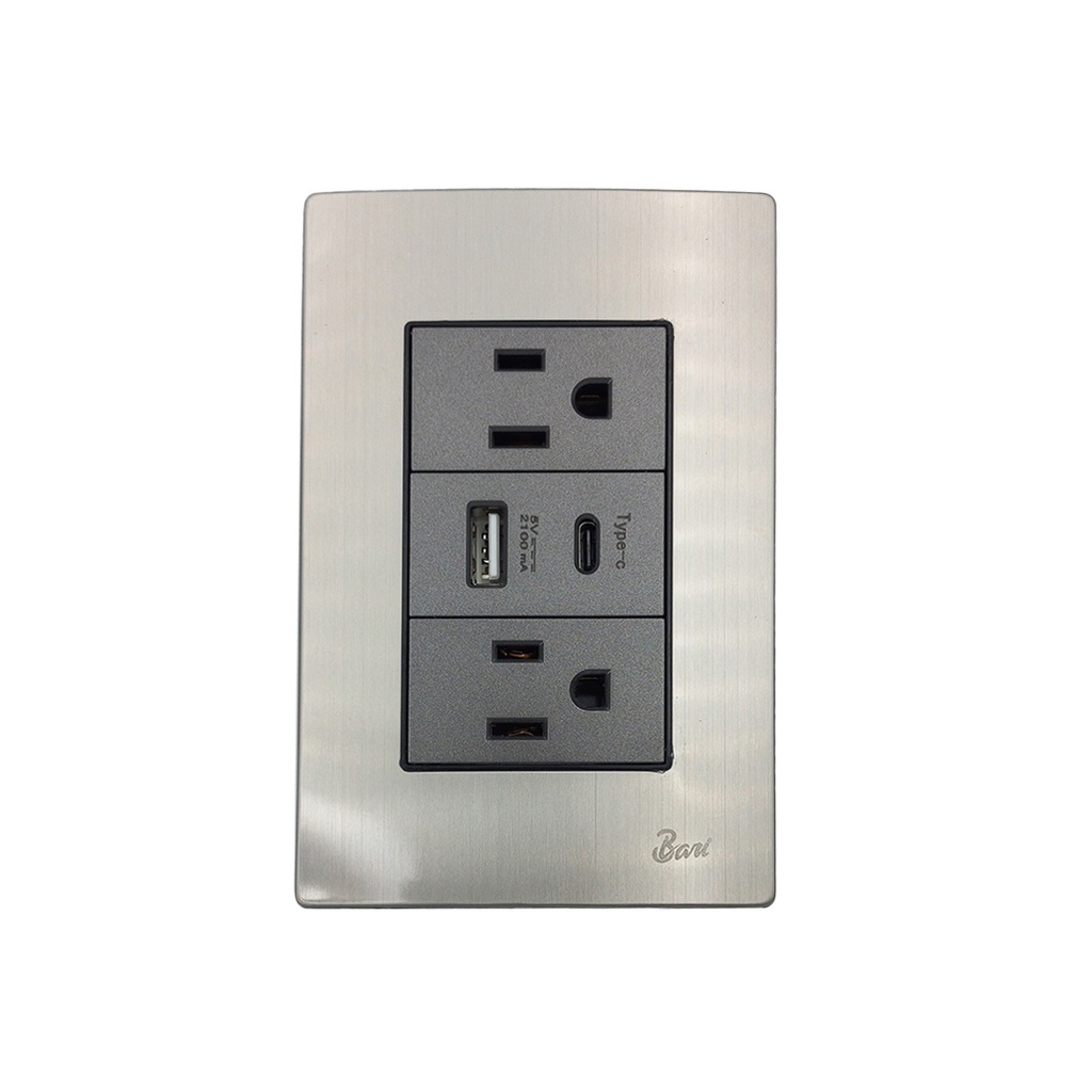 Toma Corriente Doble USB Serie Inox