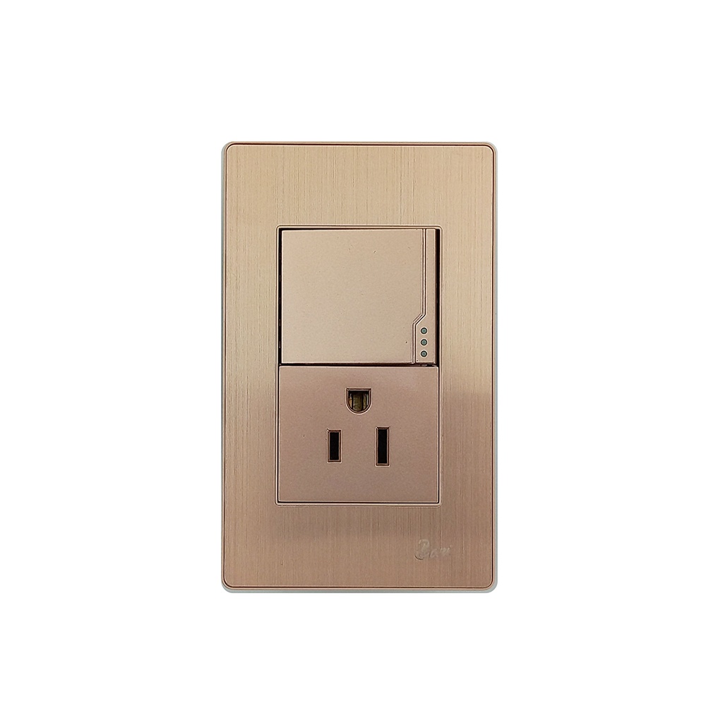 Interruptor + Tomacorriente con tierra Serie Ottone