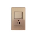 Interruptor + Tomacorriente con tierra Serie Ottone