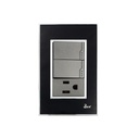 Interruptor Doble + Tomacorriente con Tierra Serie Nero