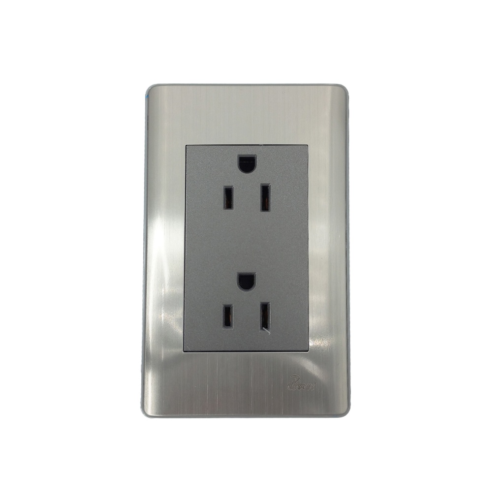 Toma Corriente Doble con tierra Serie Metallo