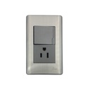 Interruptor + Tomacorriente con Tierra Serie Metallo