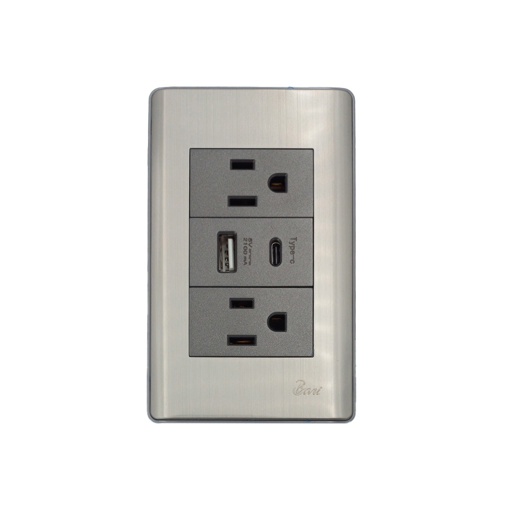 Toma Corriente Doble USB Serie Metallo