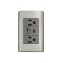 Toma Corriente Doble USB Serie Metallo