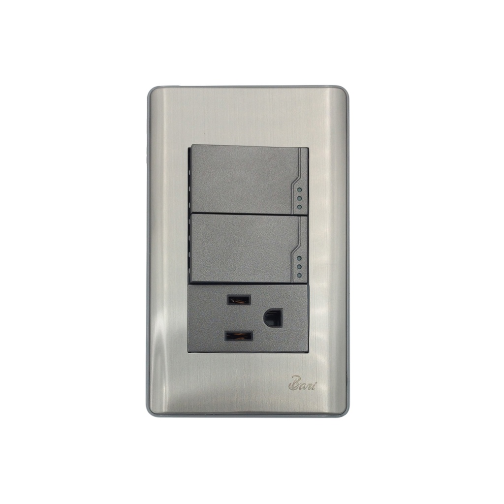 Interruptor Doble + Tomacorriente con Tierra Serie Metallo