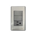 Interruptor Doble + Tomacorriente con Tierra Serie Metallo