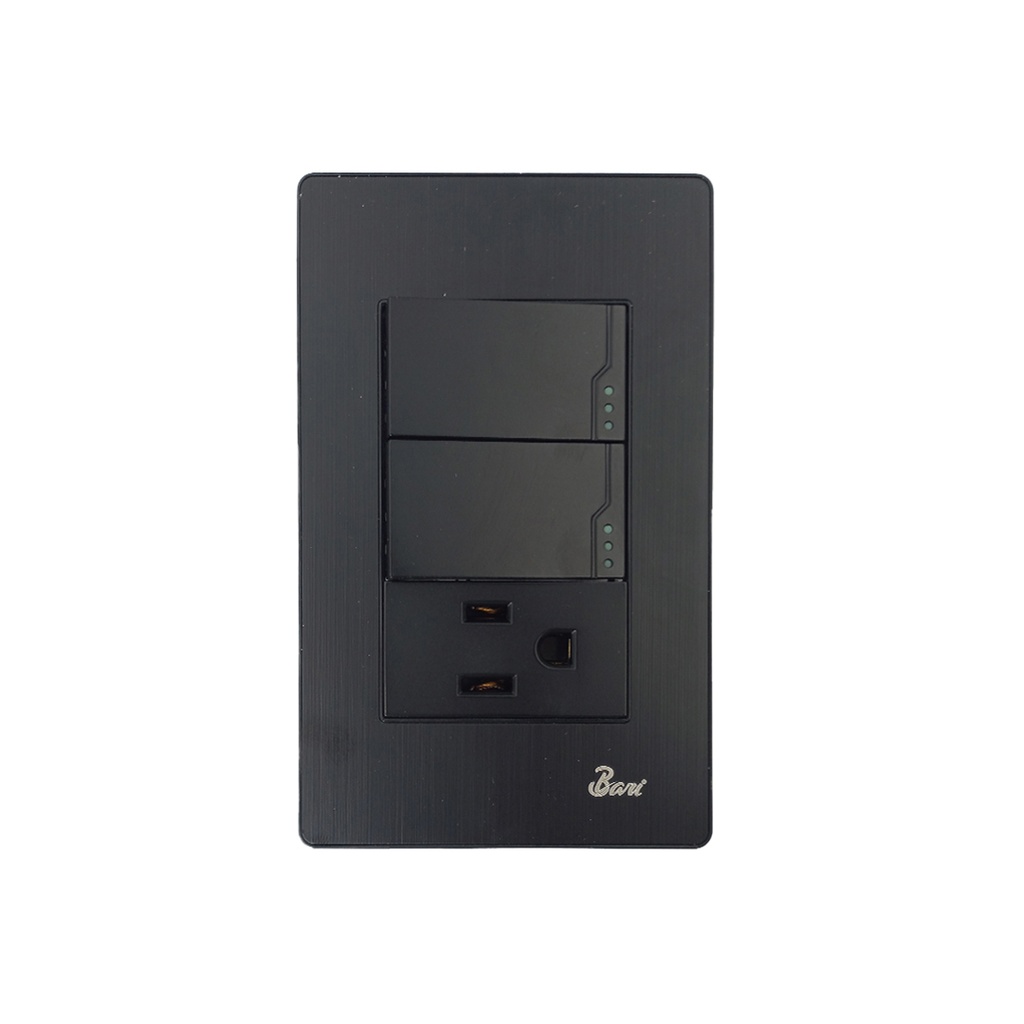 Interruptor Doble + Tomacorriente con Tierra Serie Buio