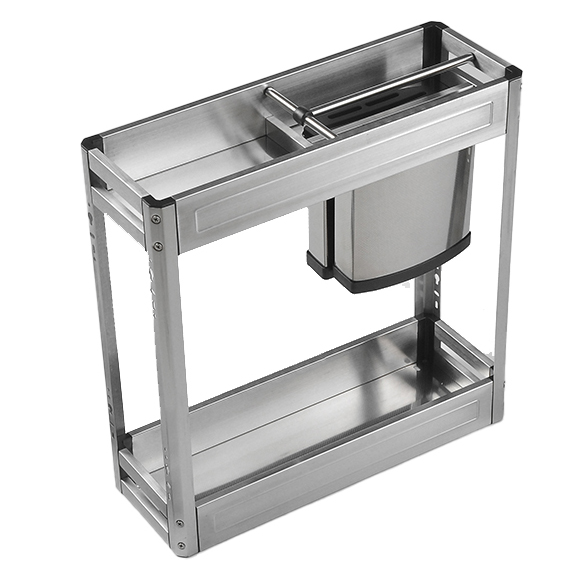 Condimentero Organizador De Acero Inoxidable 20 cm con Accesorios