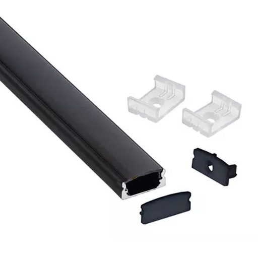 [ILU.02.13] Perfil de Aluminio para Luz Led Superficial Negro 3 metros