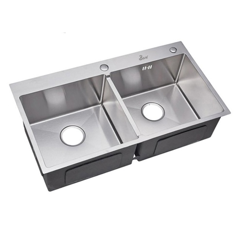 [FRE.01.02] Fregadero Doble Tina Acero Inoxidable Sobre Tope 82x45x22